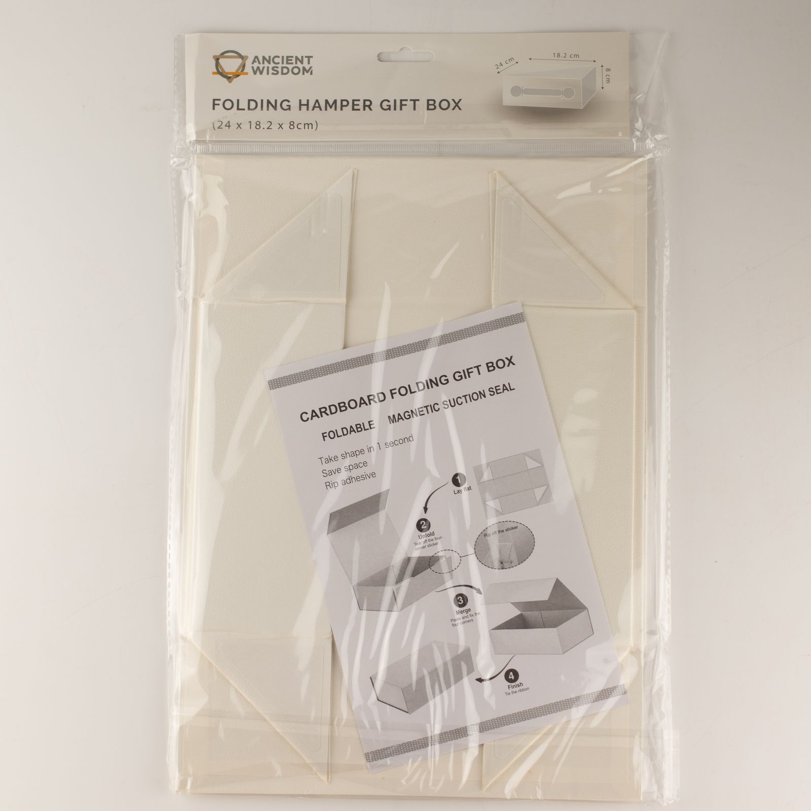 Geschenkverpackung – Faltbare Geschenkbox – mittelgroßer Geschenkkorb (24x18.2x8 cm) – Weiß – Bild 7