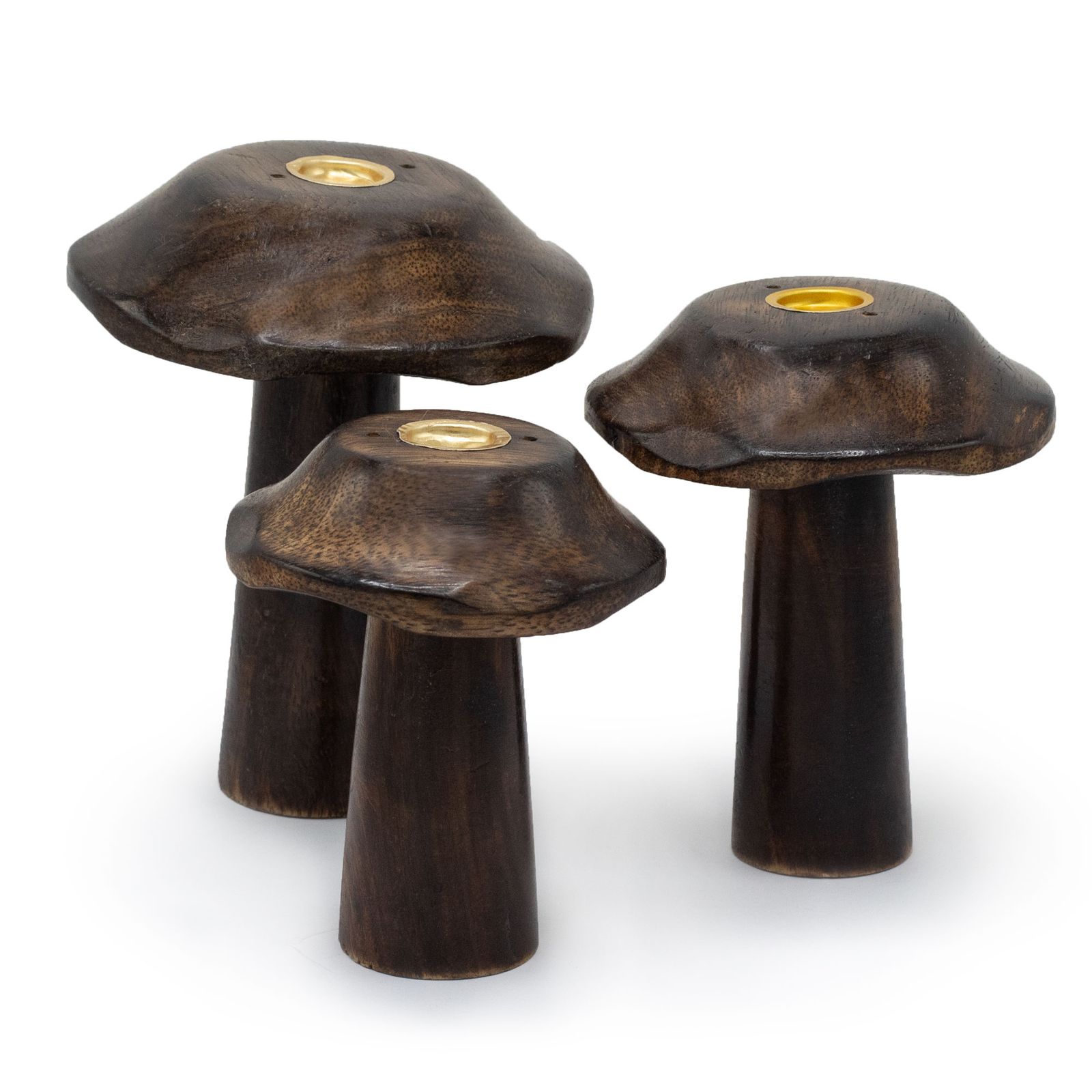 Räucherhalter – Set mit 3 Flach Mushrooms (13 cm 12 cm 11 cm)