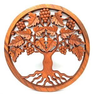 Holz-Wandbild „Lebensbaum mit Trauben“ – 40 cm