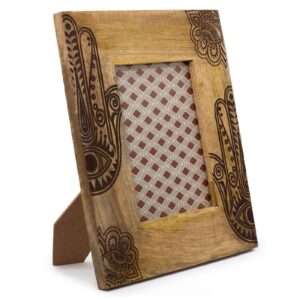 Mangoholz-Bilderrahmen „Hamsa“ – schwarz, 28 × 23 cm