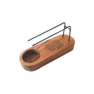 Räucherhalter – Klein Palo Santo Wärmer – Teakholz – Hamsa Design