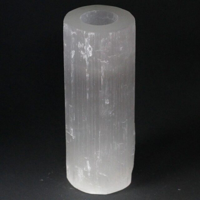 Zylindrischer Selenit-Kerzenhalter – 20 cm