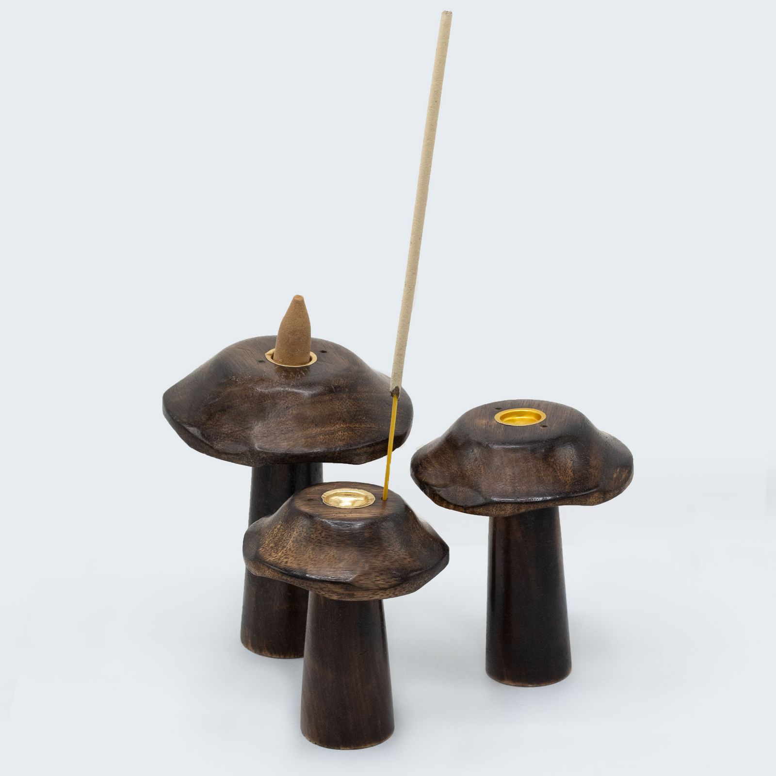 Räucherhalter – Set mit 3 Flach Mushrooms (13 cm 12 cm 11 cm) – Bild 4