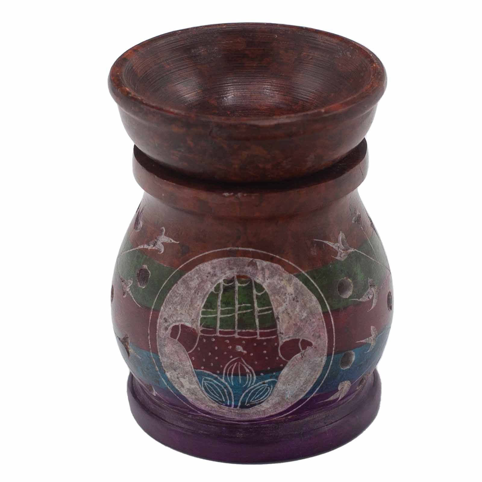 Duftlampe aus Speckstein 10 cm – Hamsa – fünf Farben
