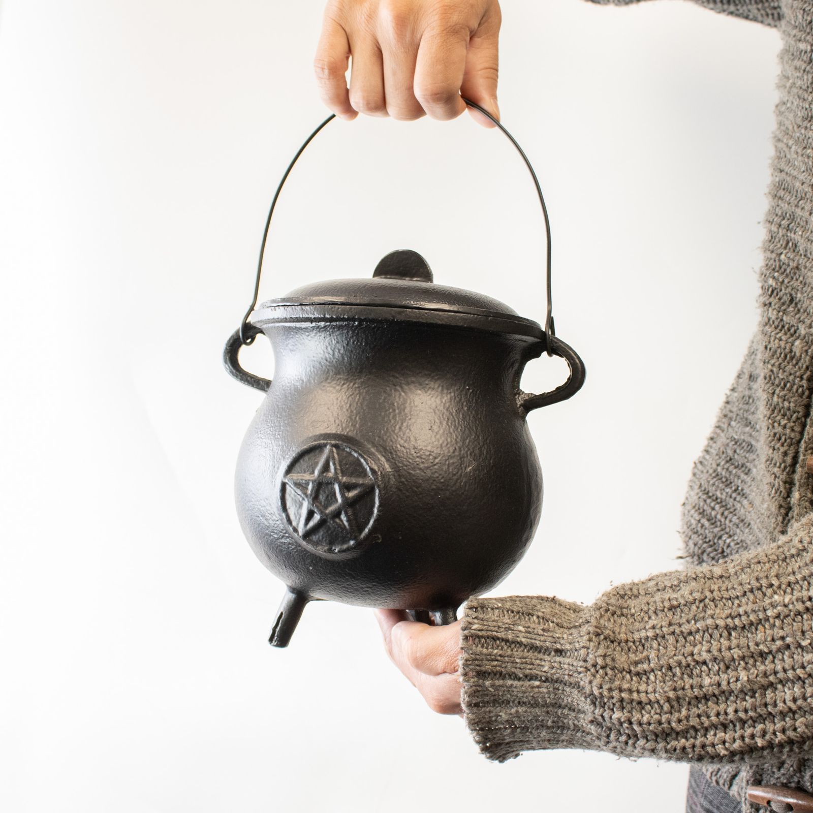 Räucherhalter – Extra Huge Gusseisen Cauldron mit Pentagramm 23x18 cm (at least 4 kg) – Bild 7
