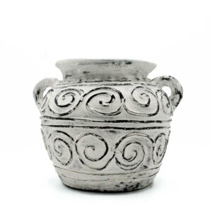 Terrakotta-Dekotopf mit Henkeln – Creme, 15 cm