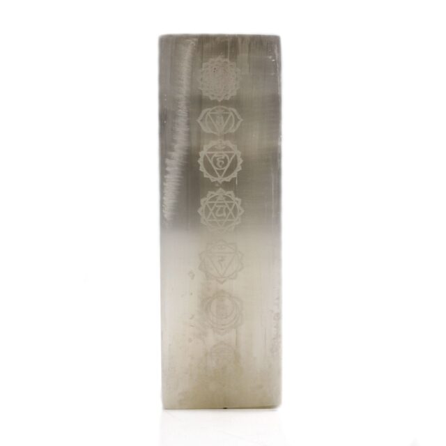 Selenit-Blocklampe 25 cm – Chakra Lampe