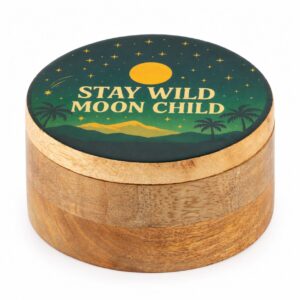 Emaillierte Box – rund – „Stay Wild Moon Child“