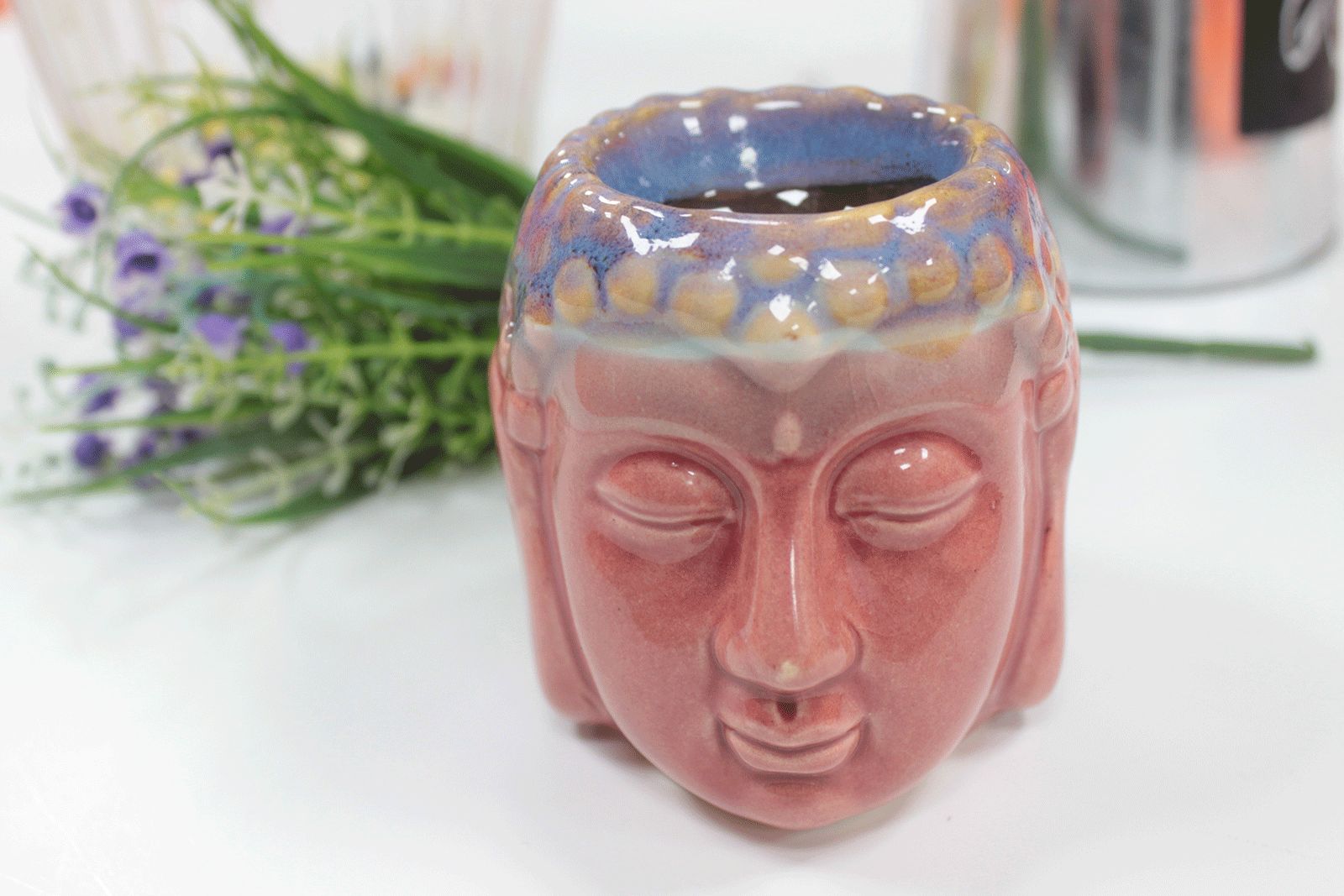 Buddha-Duftlampe – Rosa & Petrol – Bild 3