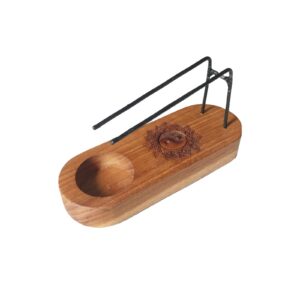 Räucherhalter – Klein Palo Santo Wärmer – Teakholz – Yin & Yang Design