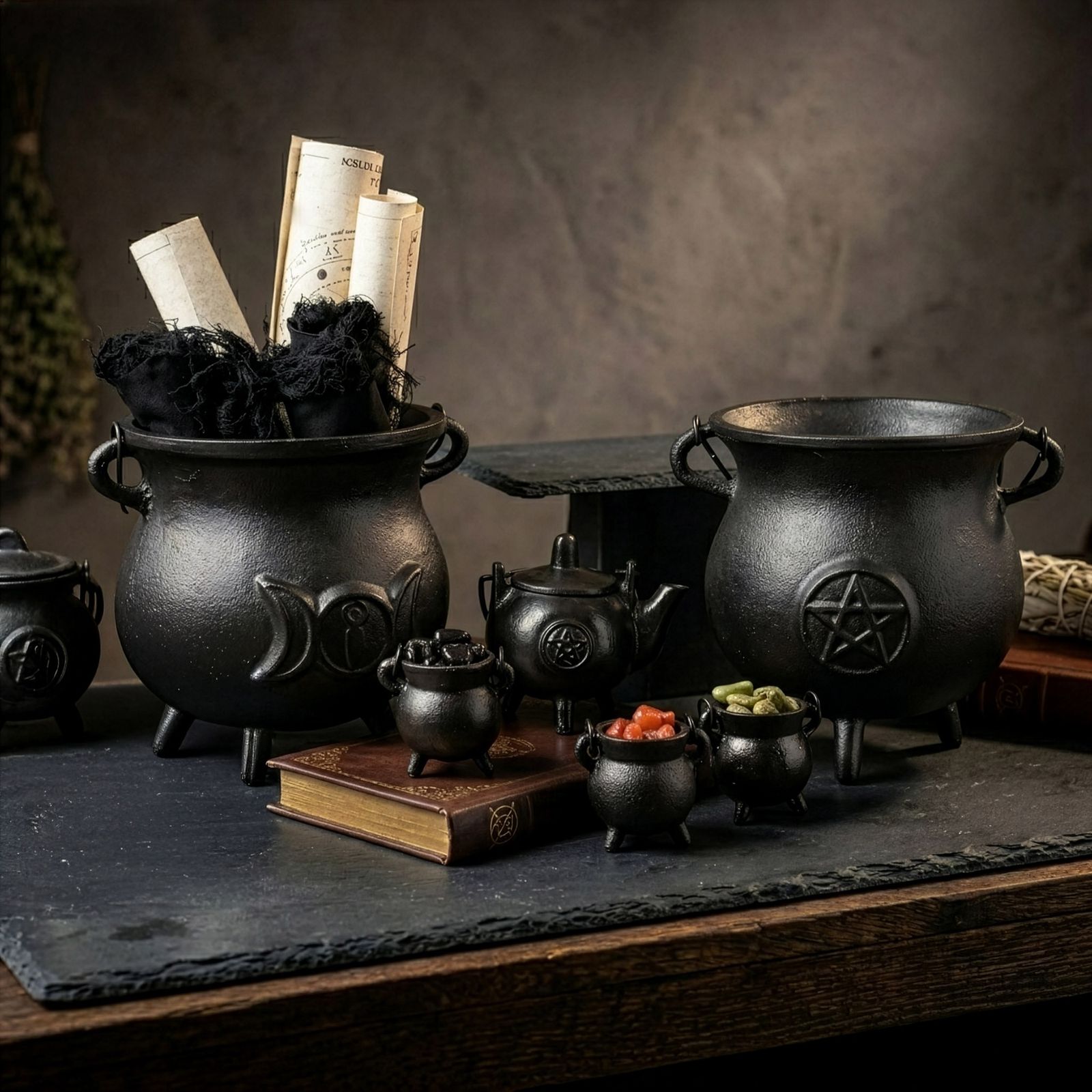 Räucherhalter – Extra Huge Gusseisen Cauldron mit Pentagramm 23x18 cm (at least 4 kg) – Bild 6