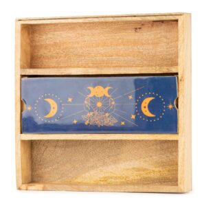 Tarot-Tablett „Blaue Mondphasen“ mit Kartenhalter