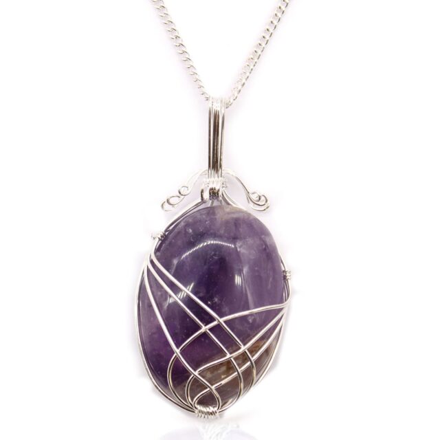 mit Drahtspirale umwickelt Edelsteinkette – Amethyst
