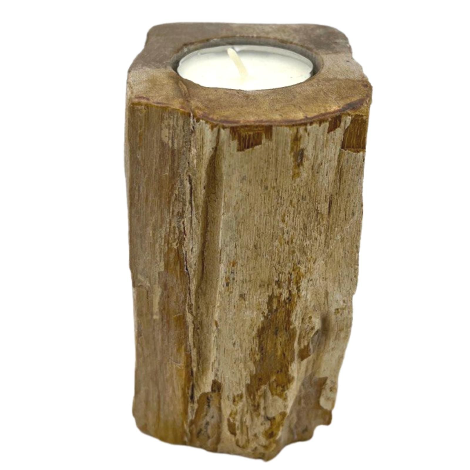 Kerzenhalter – versteinert Holz – einzeln Hoch – Bild 3