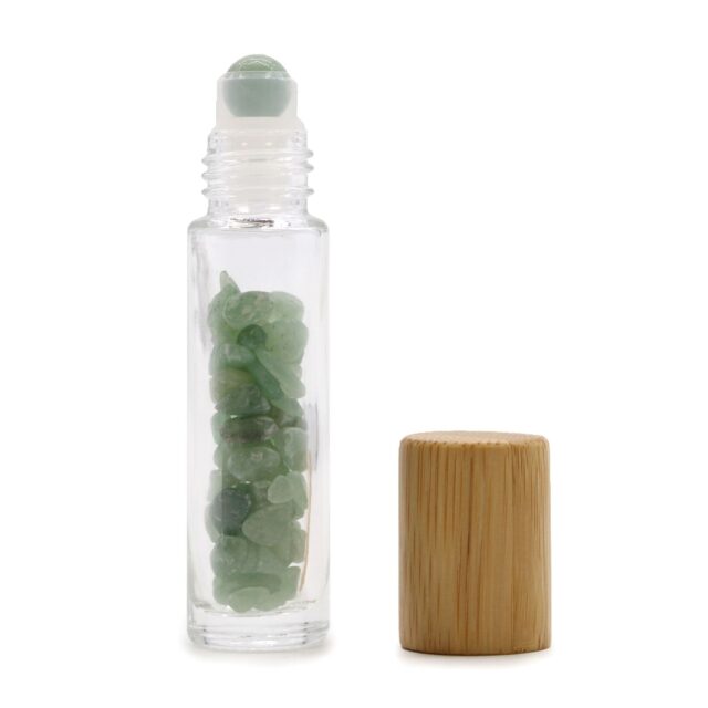 Edelstein-Roll-on-Flasche – Aventurin – 5 ml, Holzverschluss