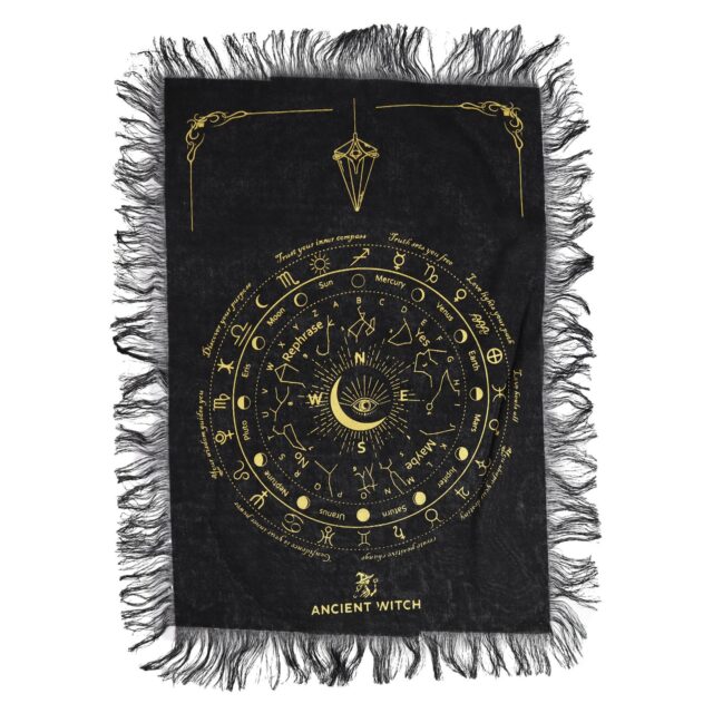 Pendeltuch „Ancient Witch“ – Allsehendes Auge – Schwarz & Gold