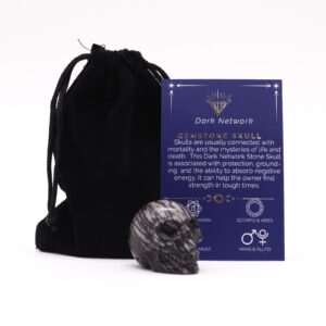 Kleiner Totenkopf aus Edelstein – Dunkel Netzstein – 40x30x28 mm