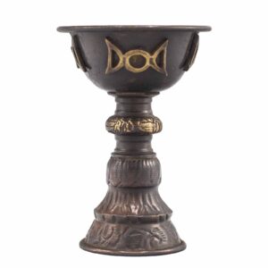 Antik Kupfer Ritualkelch mit Dreifachmond 8x13 cm