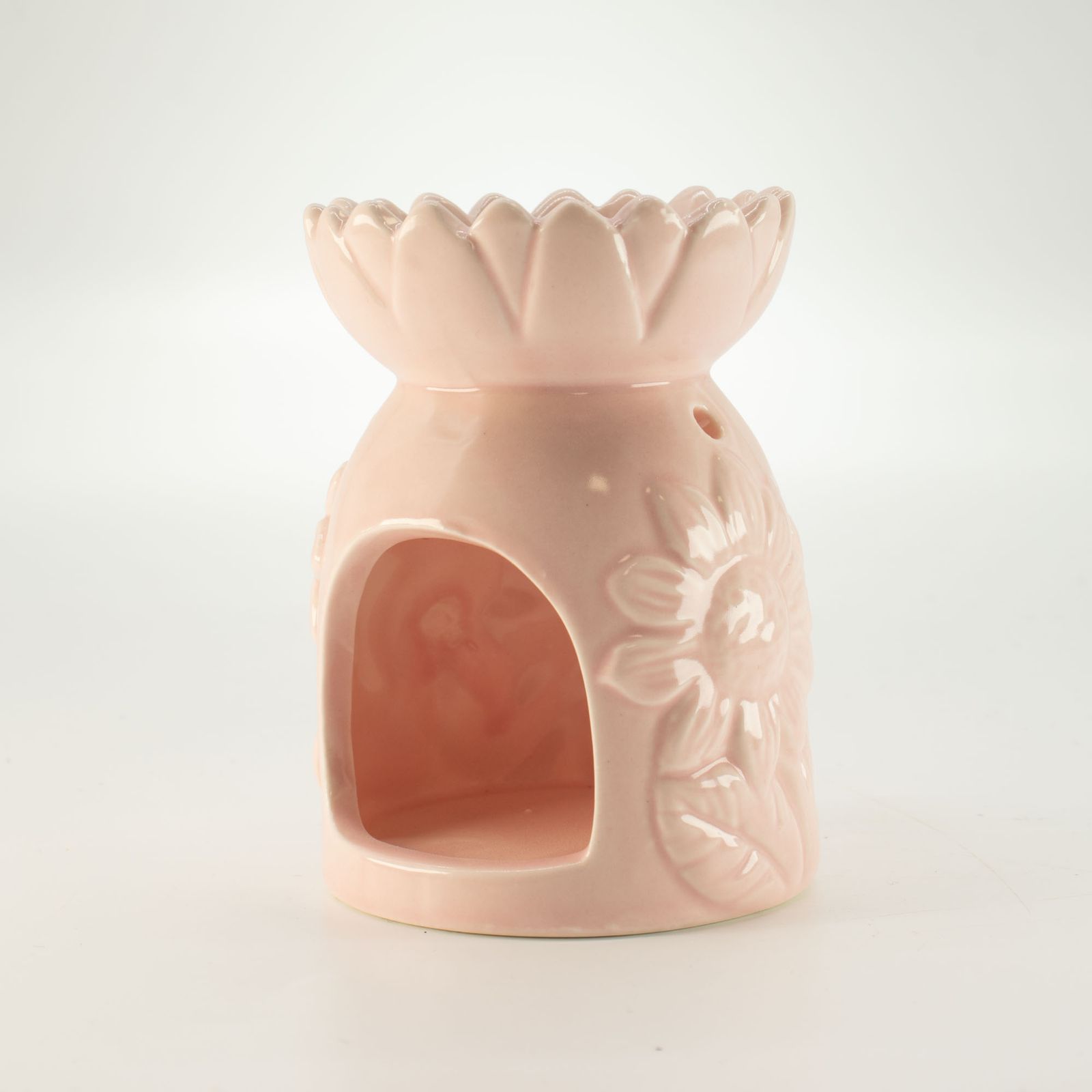 Keramik-Duftlampe mit Sonnenblumenmotiv – Pastellrosa – Bild 3