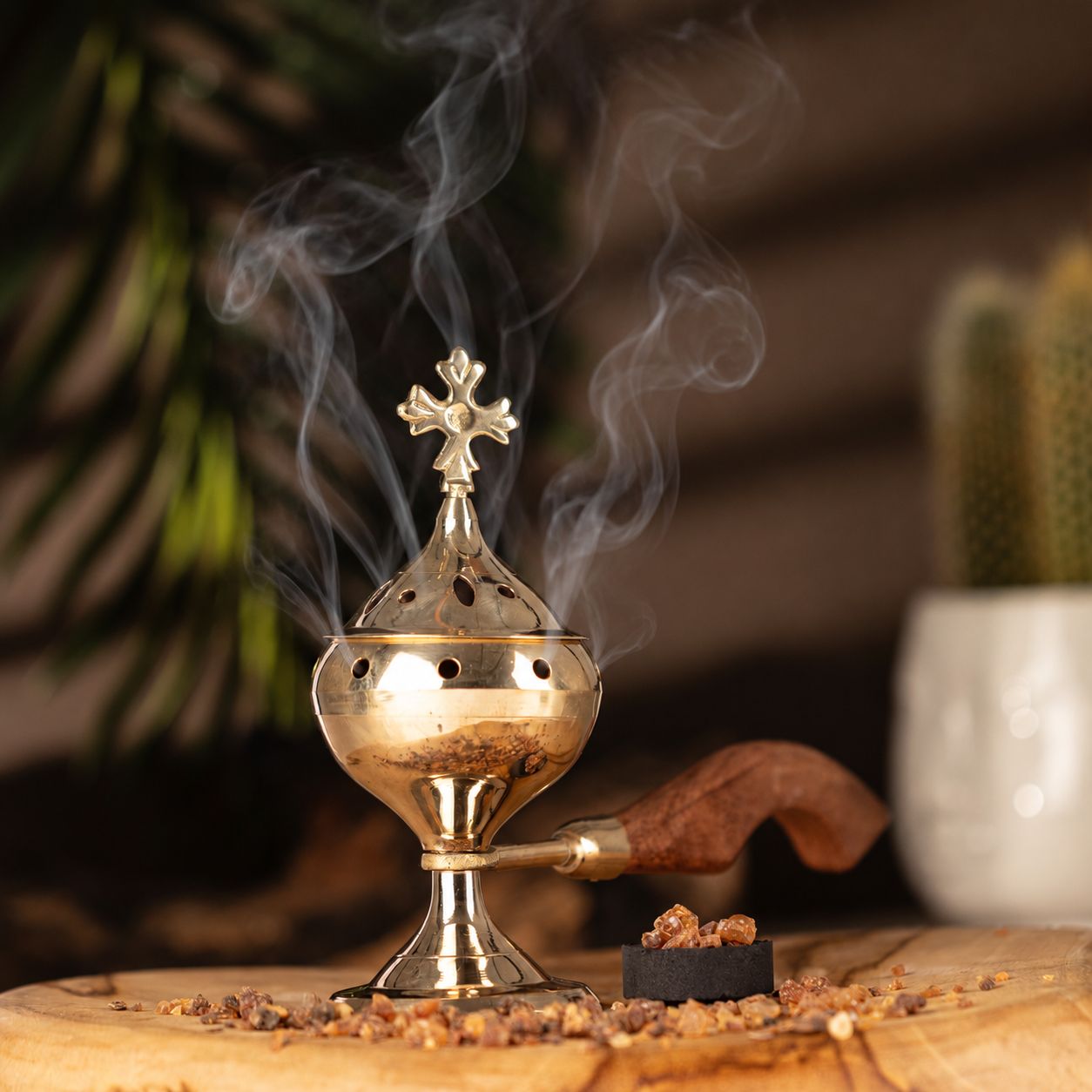 Räucherhalter – Censer mit aus Holz Handle – Cross – Bild 7