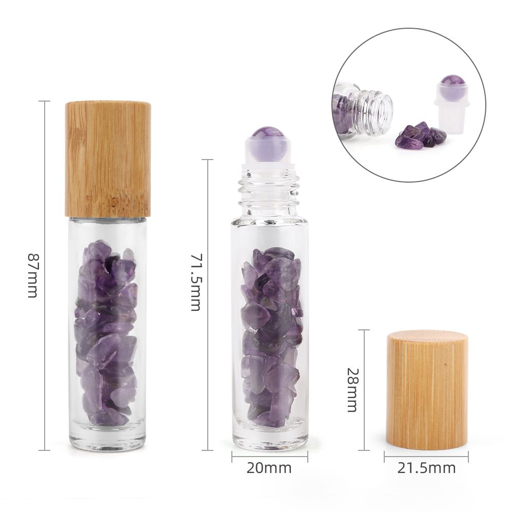Edelstein-Roll-on-Flasche – Amethyst – 5 ml, Holzverschluss – Bild 3