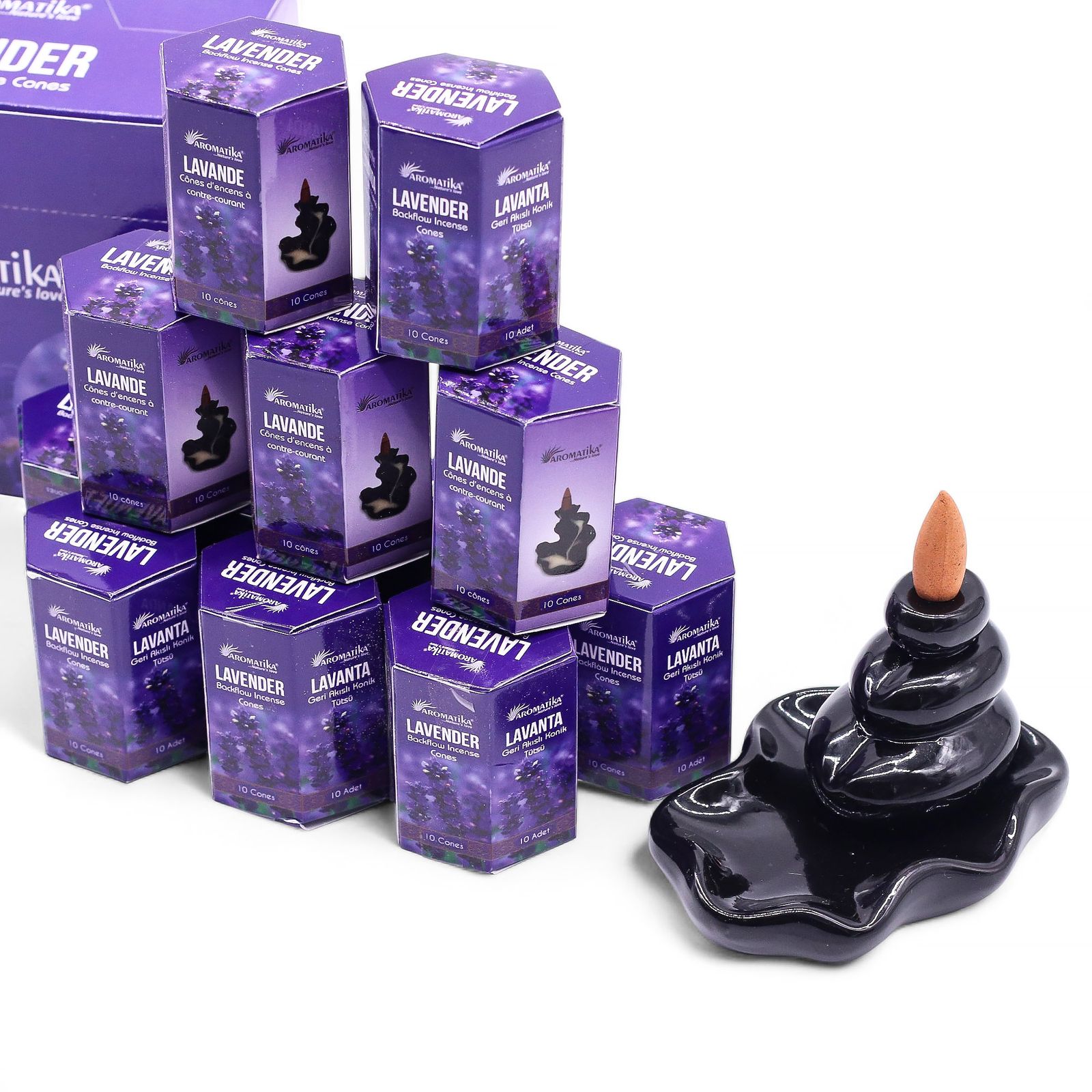Räucherkegel – Masala Rückfluss Packung mit 10 – Lavendel – Bild 2