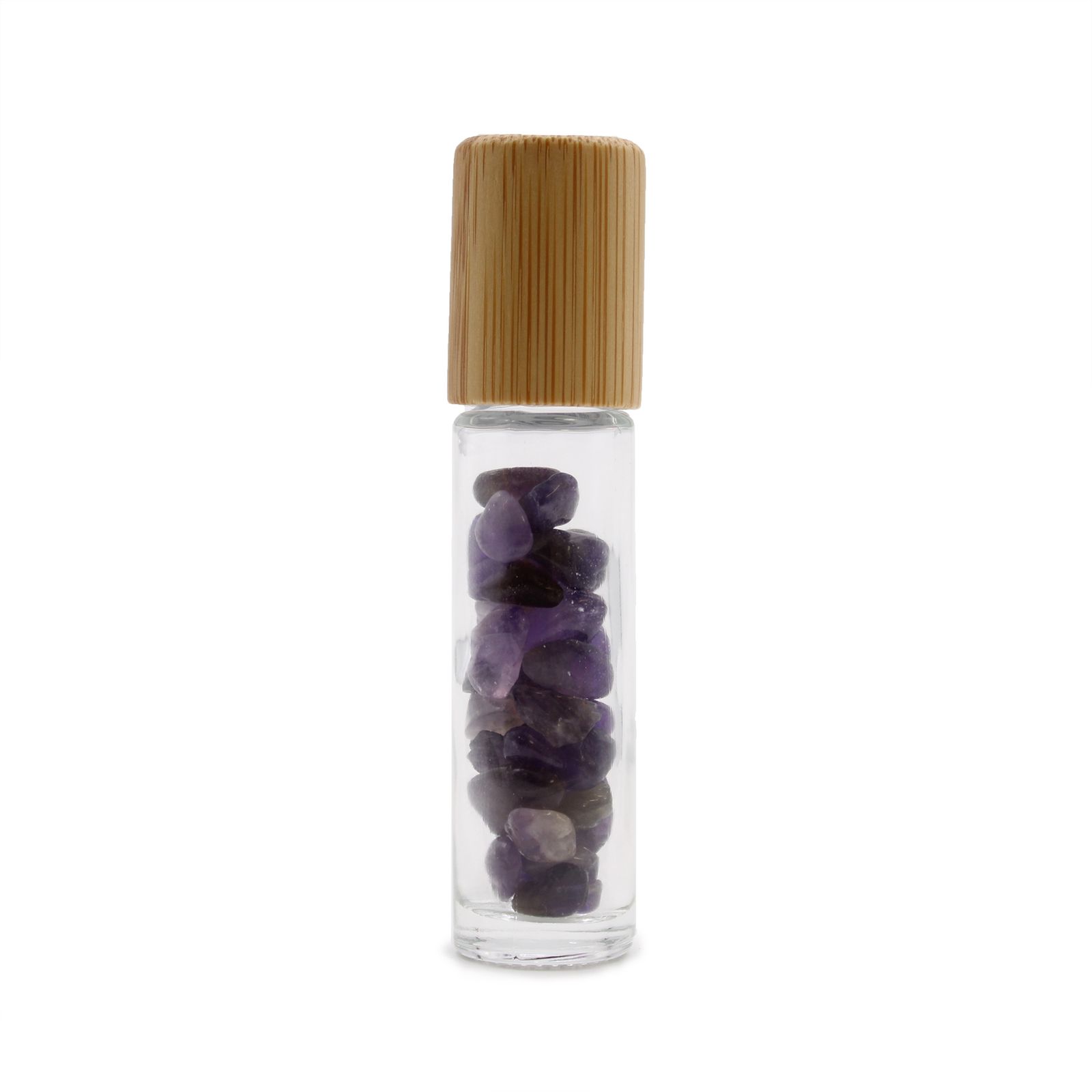 Edelstein-Roll-on-Flasche – Amethyst – 5 ml, Holzverschluss – Bild 2