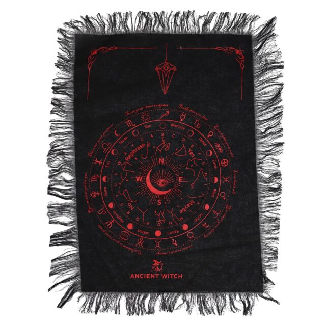 Pendeltuch „Ancient Witch“ – Allsehendes Auge – Schwarz & Blood Rot