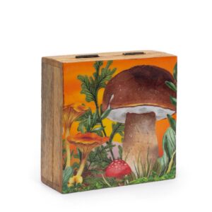 Aufbewahrungsbox – mittel 13,5 × 13,5 × 6 cm – Pilzmuster bordeaux