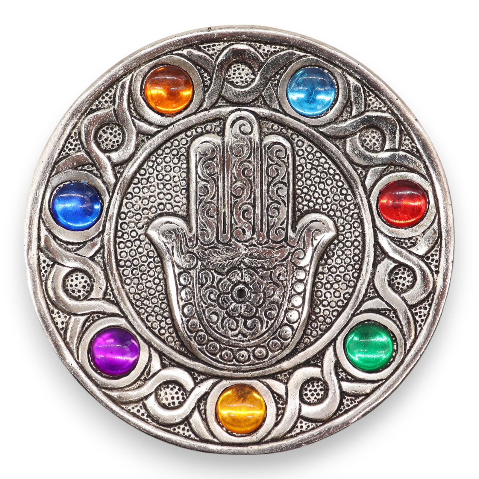 Räucherhalter – sieben Chakra Hamsa 11.5 cm