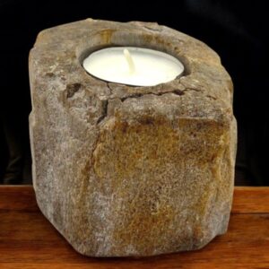 Kerzenhalter – versteinert Holz – einzeln niedrig