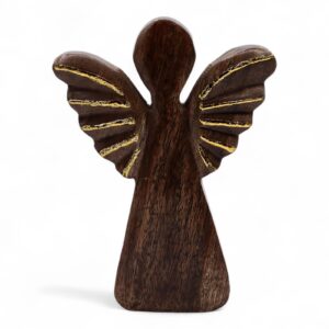 Engel aus Mangoholz – Groß, Golddetail