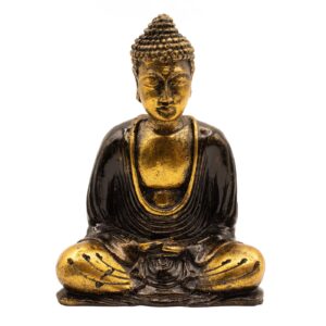Buddha-Figur – schwarz & goldfarben – mittel