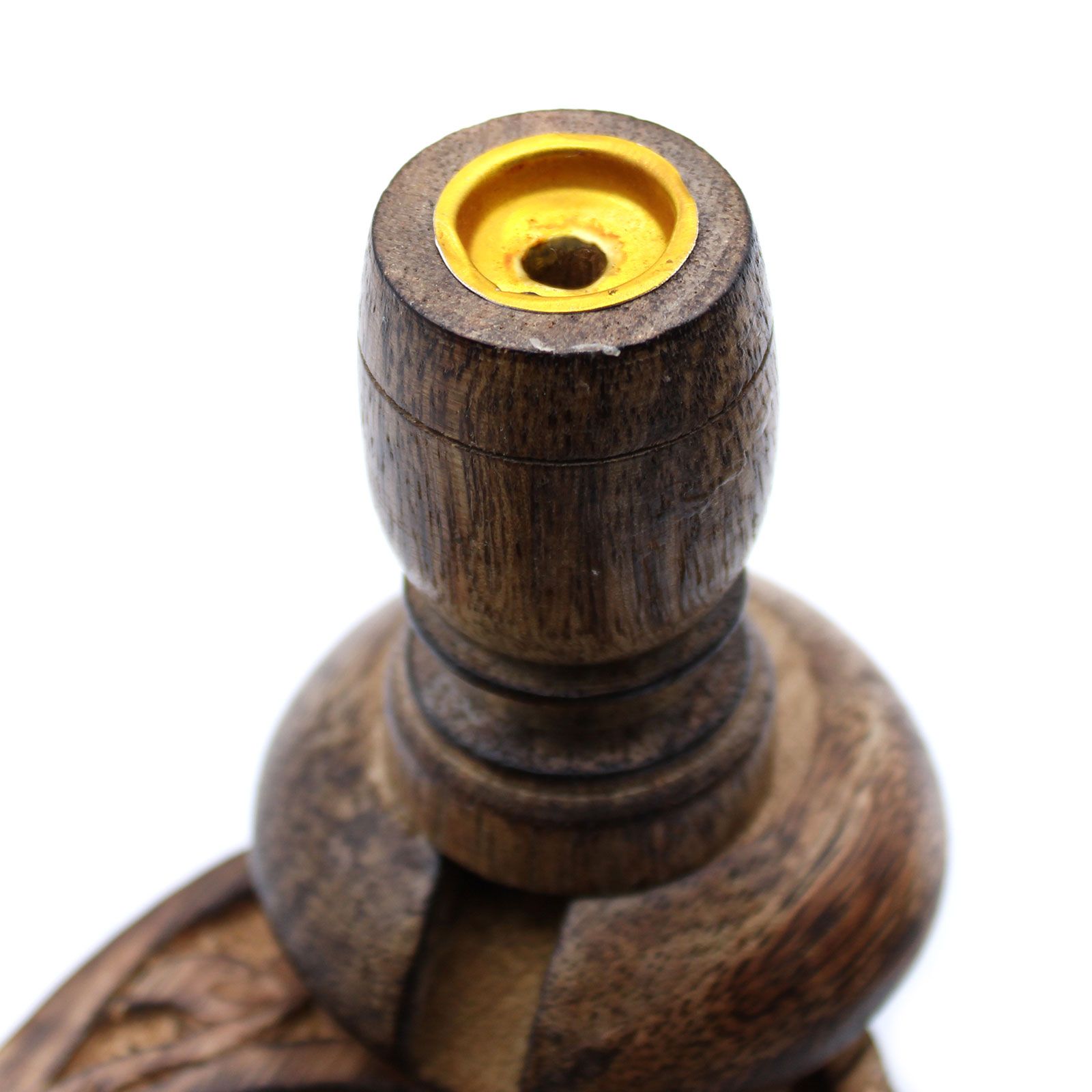 Räucherhalter – klein Mangoholz Rückfluss – Messing Buddha – Bild 7