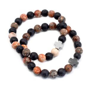 Armband – Ewigkeit – Leopardenjaspis & Lavastein