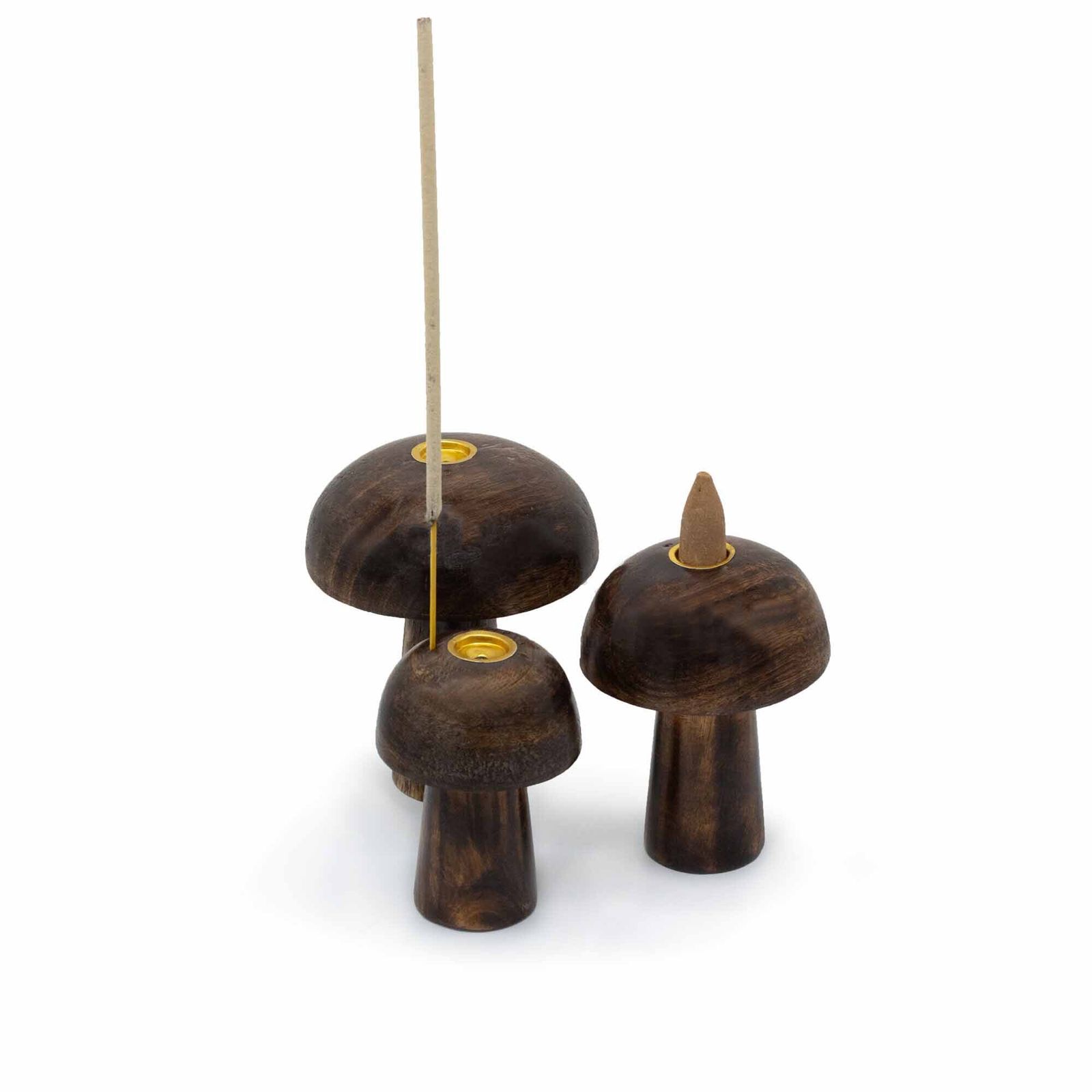 Räucherhalter – Set mit 3 Mushrooms ((10 cm 9 cm 8 cm) – Bild 3