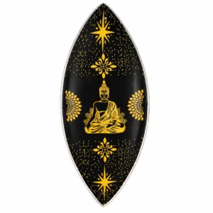 Räucherhalter – Emaille Schale – Aluminium – Gold & Schwarz Buddha