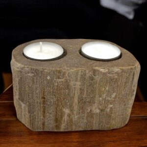 Kerzenhalter – versteinert Holz – doppelt